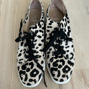 Paolo Women's Black and Cream Animal Print Sneakers